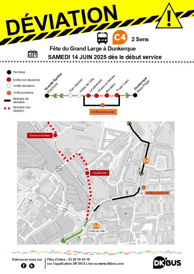 Dk'bus - ️ INFORMATION VOYAGEURS ! Déviation de la ligne C4/C4A, le ...
