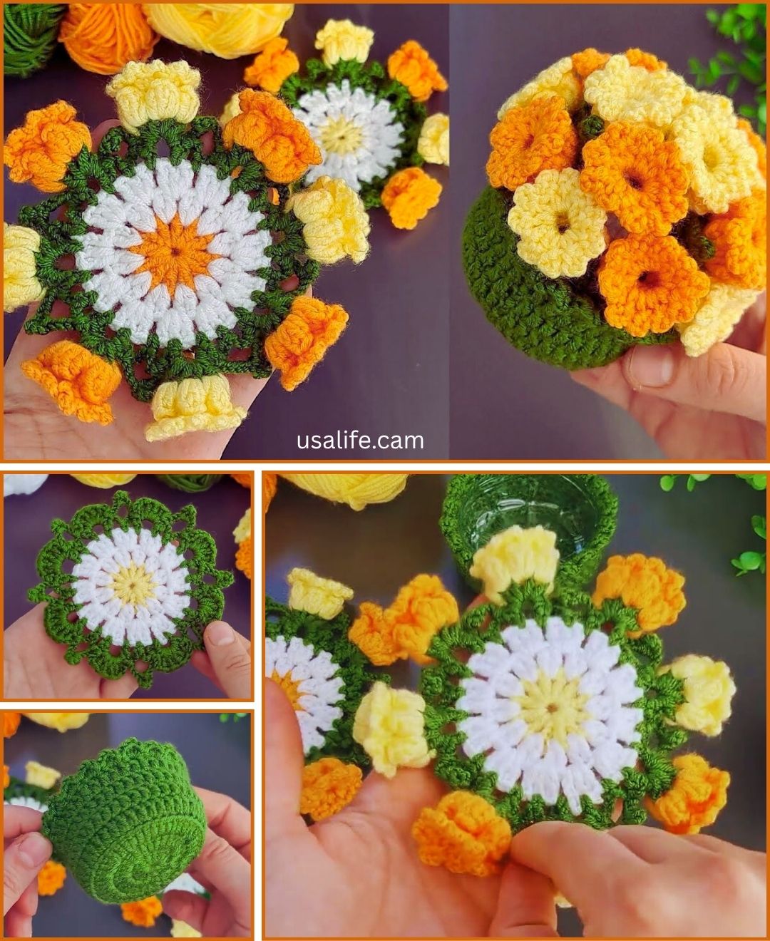 Creative - How to Crochet Colorful Flower Coasters for Coffee Cups 🏵🌸🌺🧶 ...