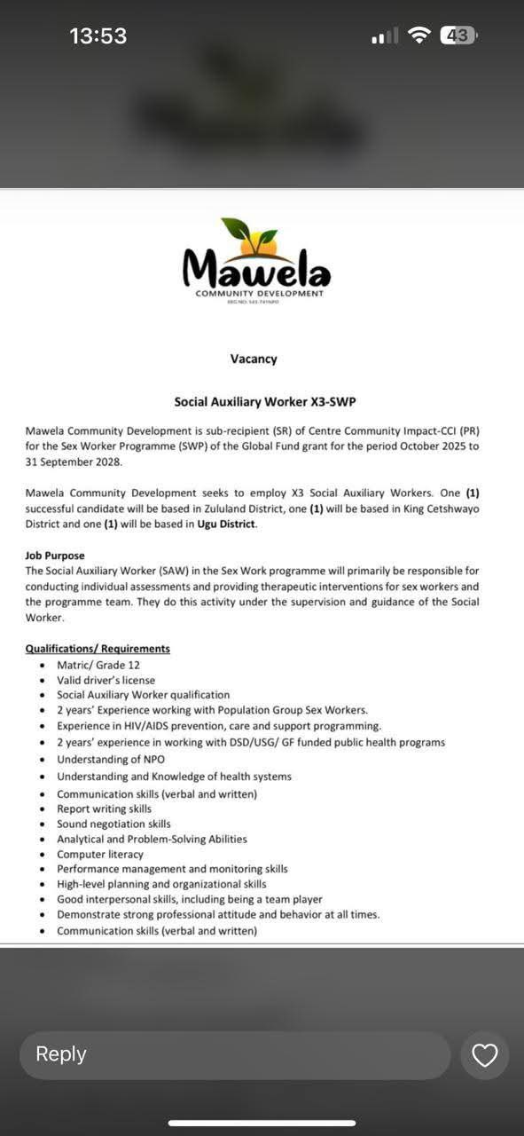Social Work Related Jobs In South Africa