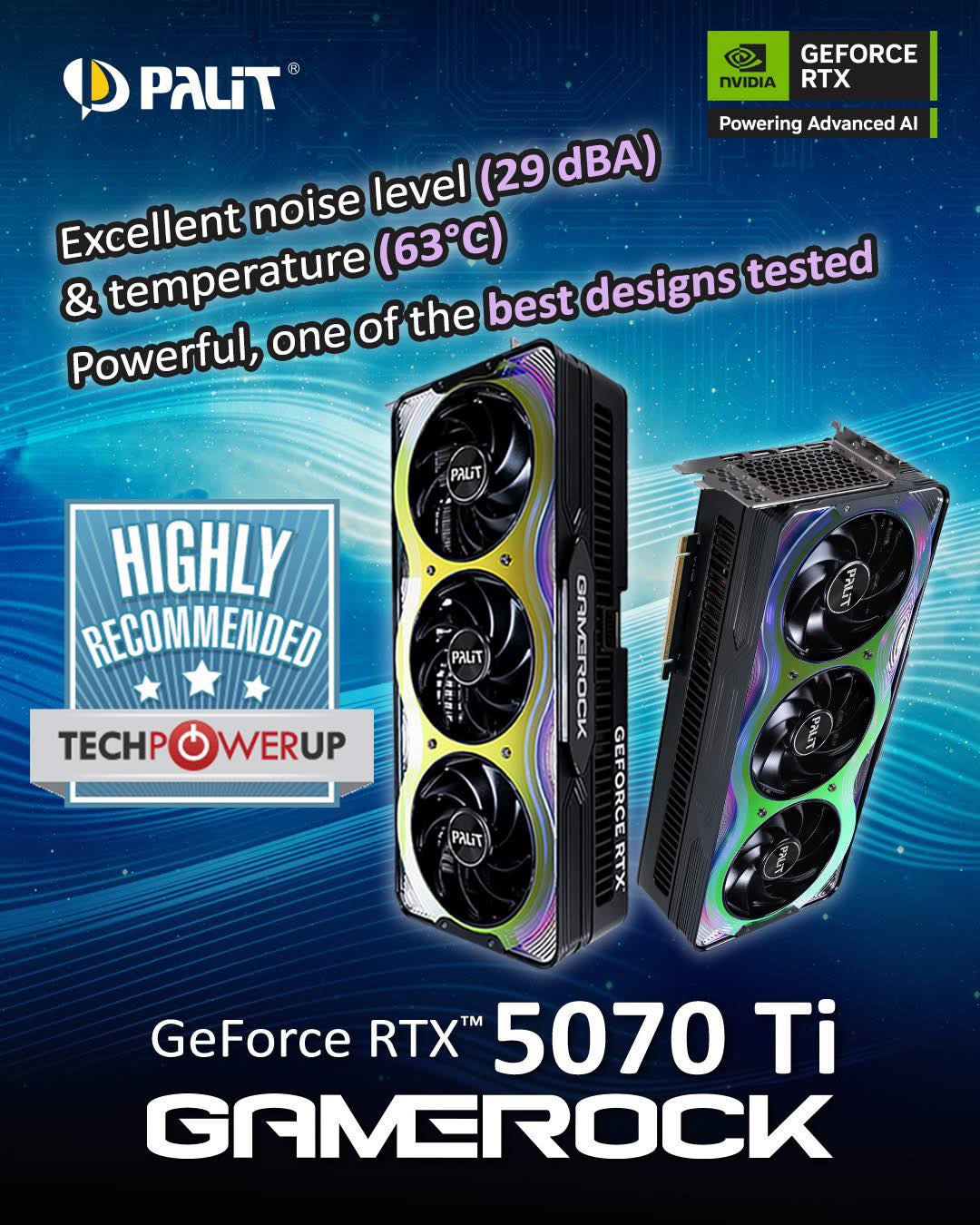 JZ - The #PALIT GeForce RTX 5070 Ti GameRock earns TechPowerUp’s Highly ...