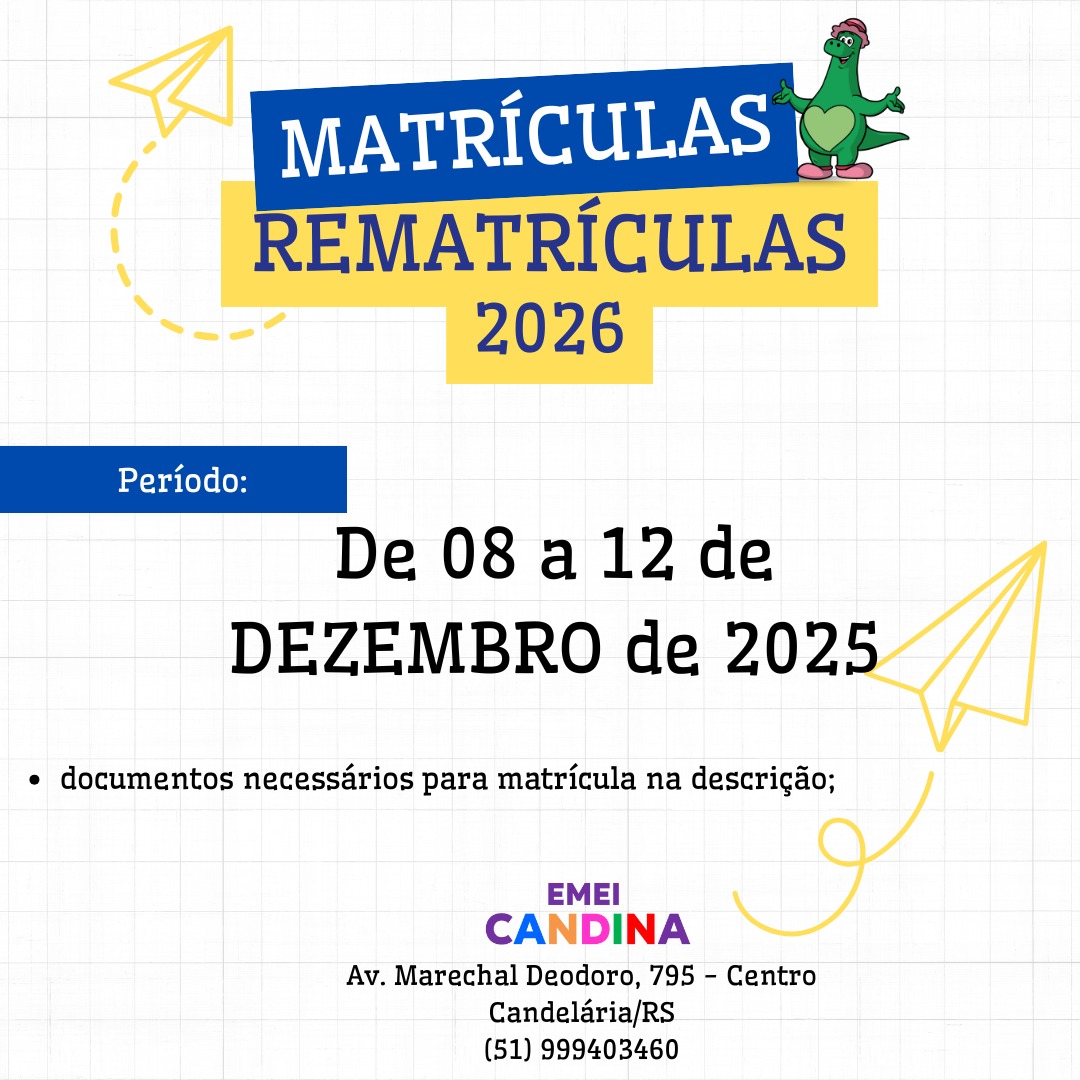 EMEI - 📌 Contemplados com Vaga - EMEI Candina 2026 (NOVOS ALUNOS) 👇 ...
