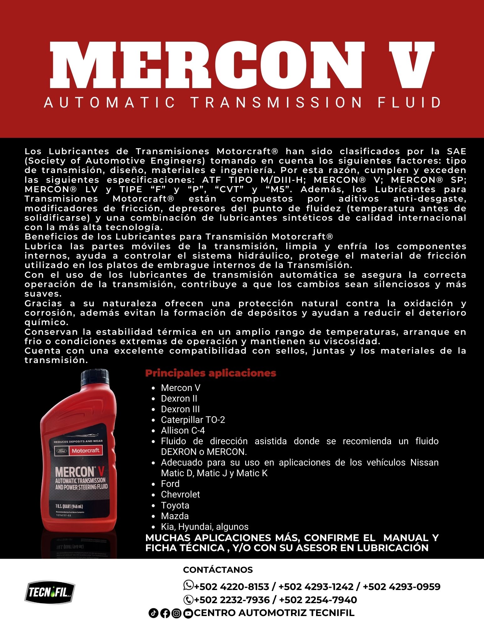 Centro - MERCON V ACEITE PARA TRANSMISIÓN Los Lubricantes de ...