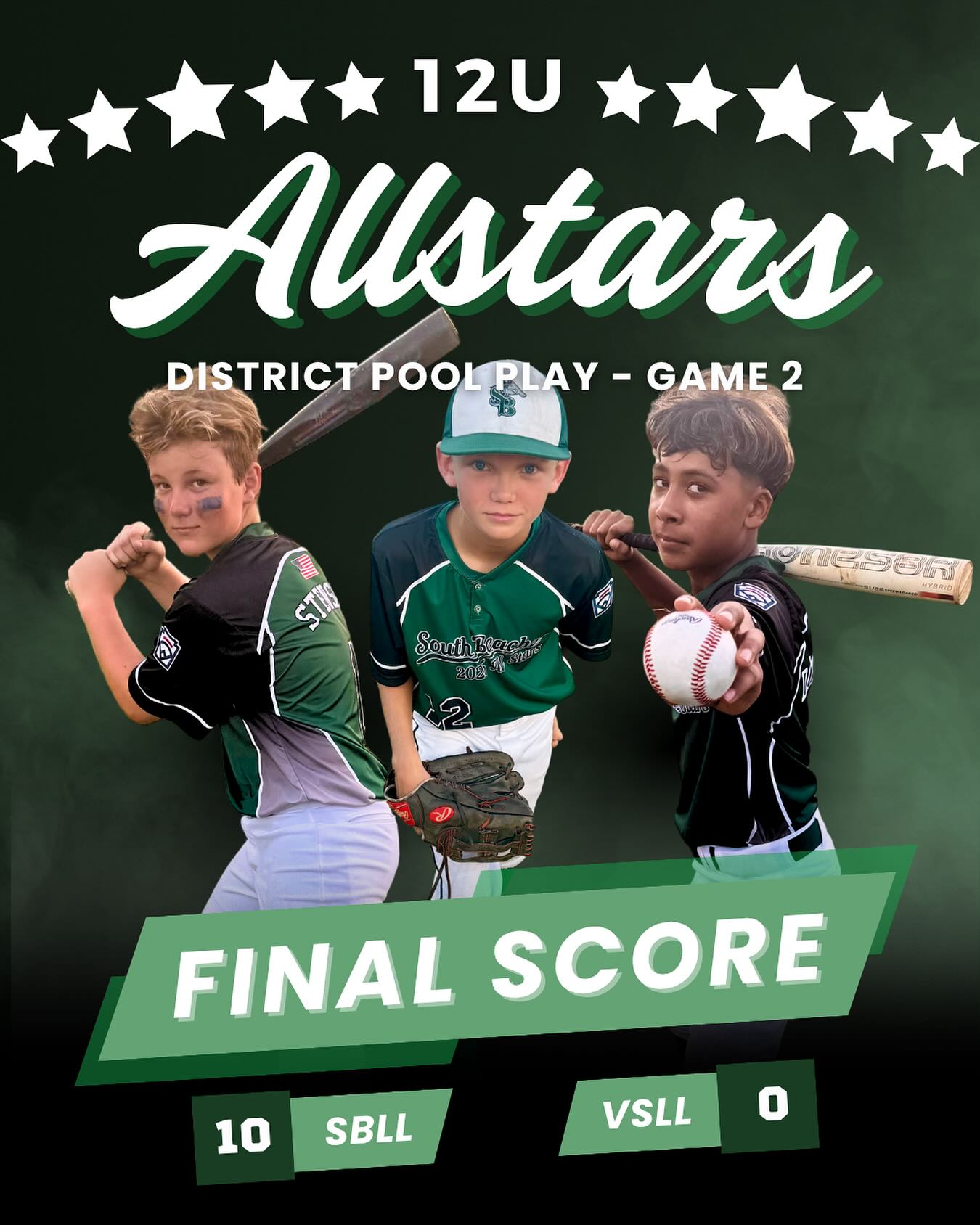 South - SBLL 12U Allstars defeated Viera 10-0 tonight, with Ashton ...