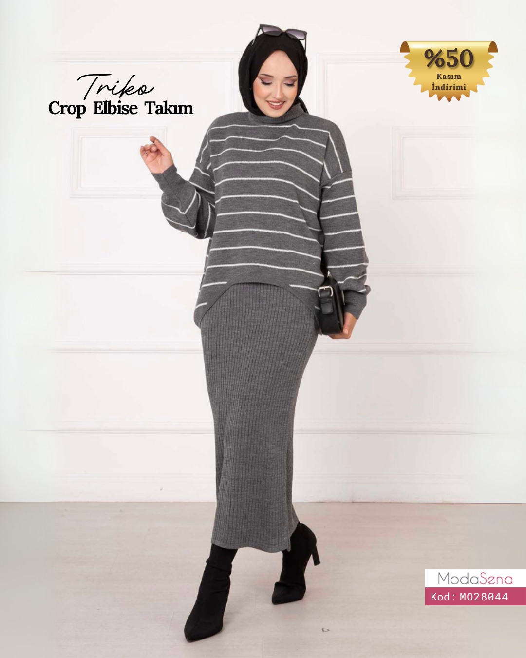 İnce Çizgili Crop Takım Elbise😍✨ 🔍 Ürün Kodu: 28044 ♦️Beden