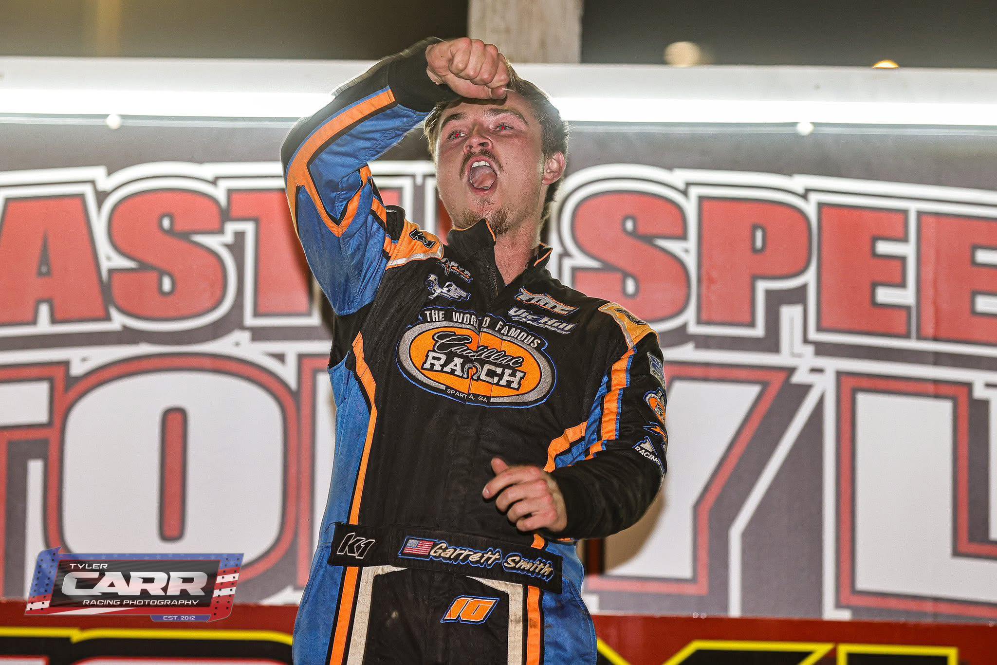 Garrett - Fast qualifier. ️ New track record. ️ Feature winner. ️ ...