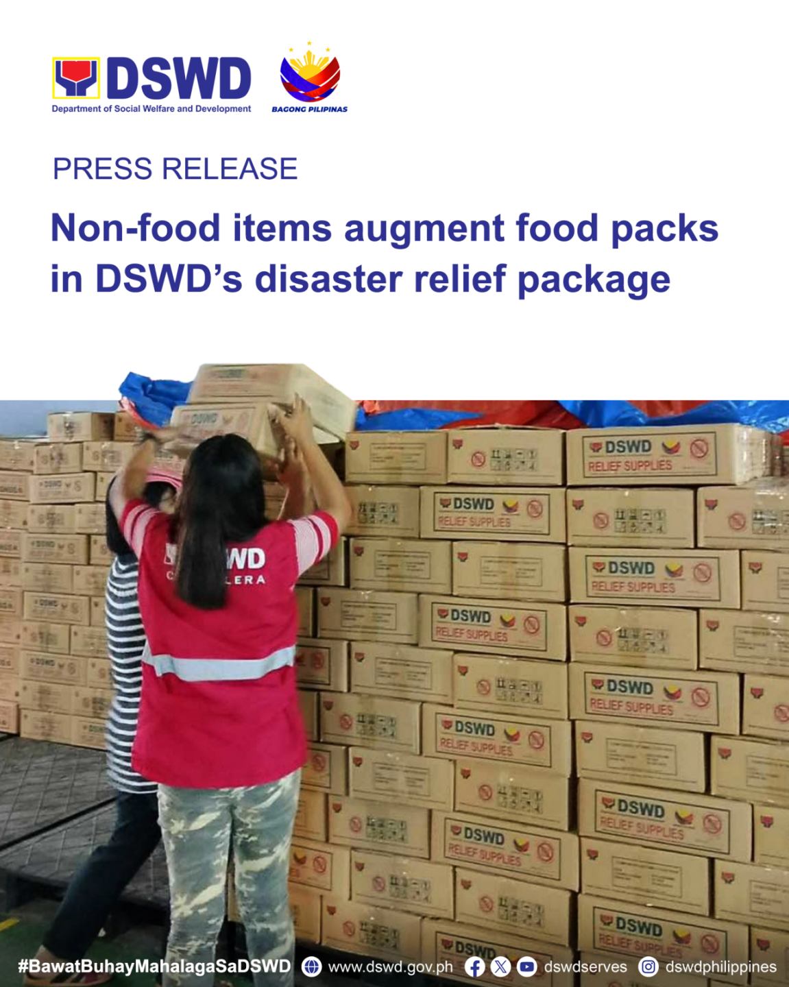 Department - DSWD PRESS RELEASE: Non-food items augment food packs in ...