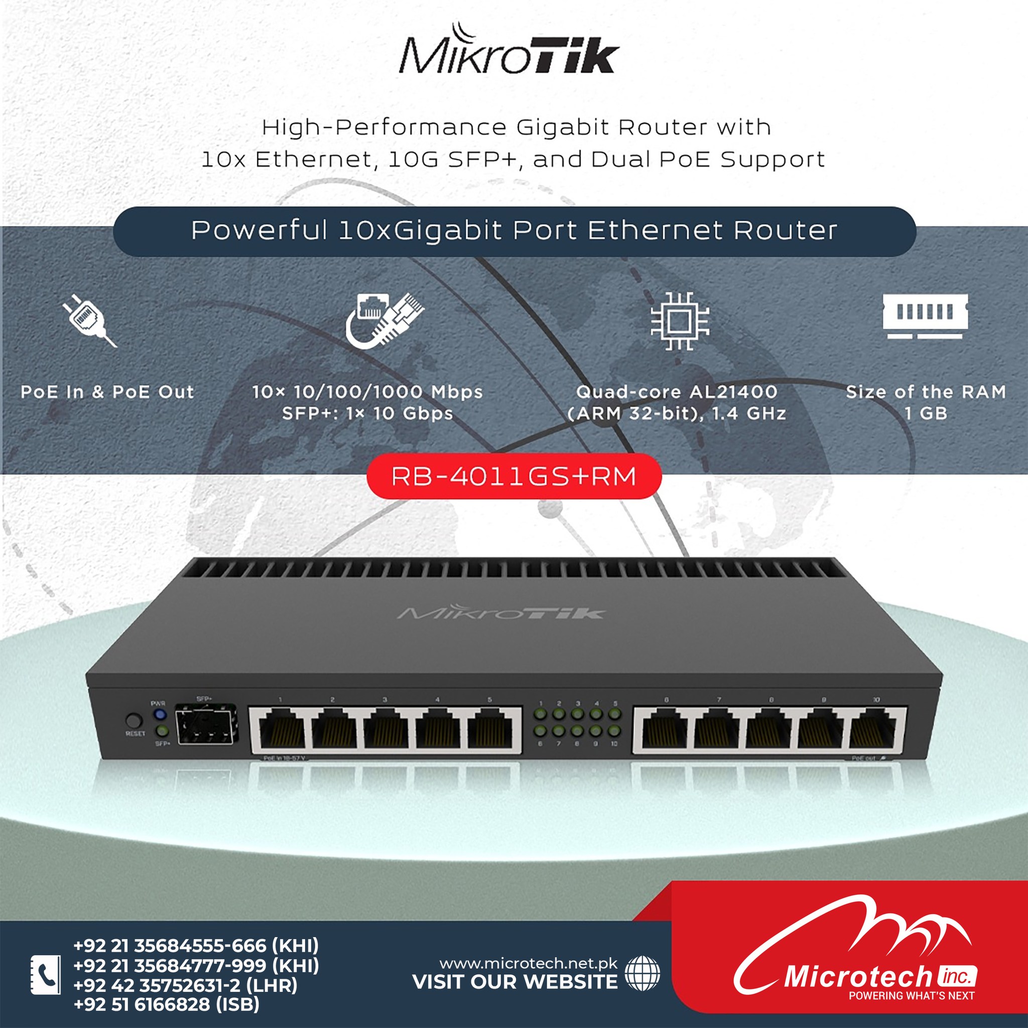 Microtech - Introducing the MikroTik RB4011iGS+RM: A high-performance ...