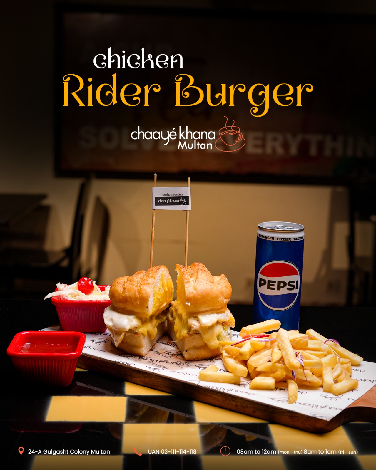 chaaye - Introducing the Chicken Rider Burger! Juicy chicken fillet ...