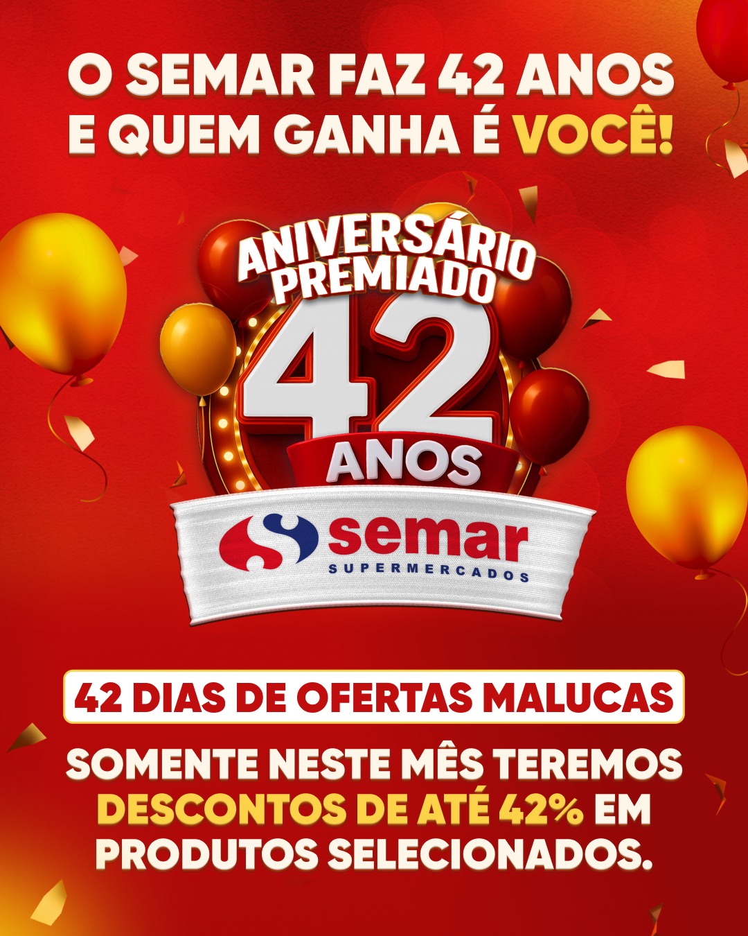 Semar - 🎉💙 O Semar faz 42 anos e quem ganha é você! São 42 dias de ...