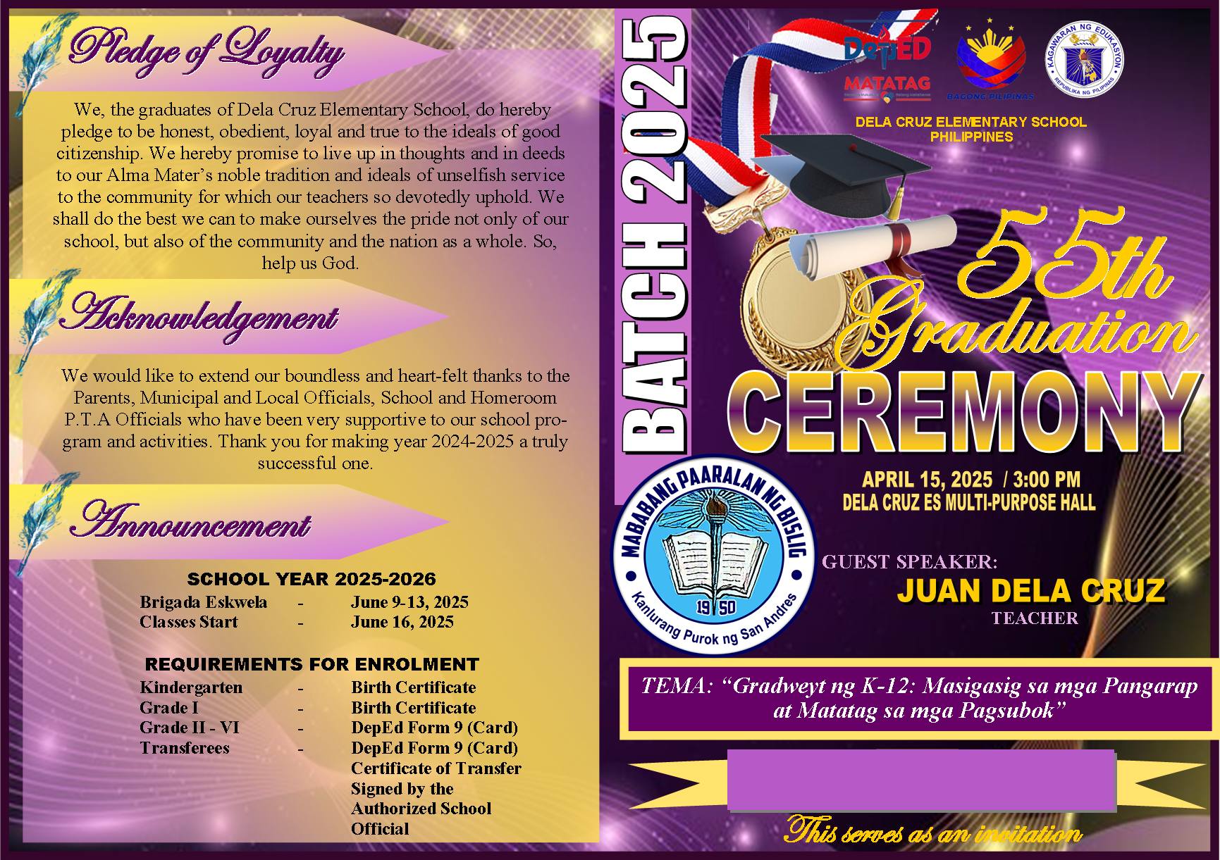 Elementary Graduation Program Template