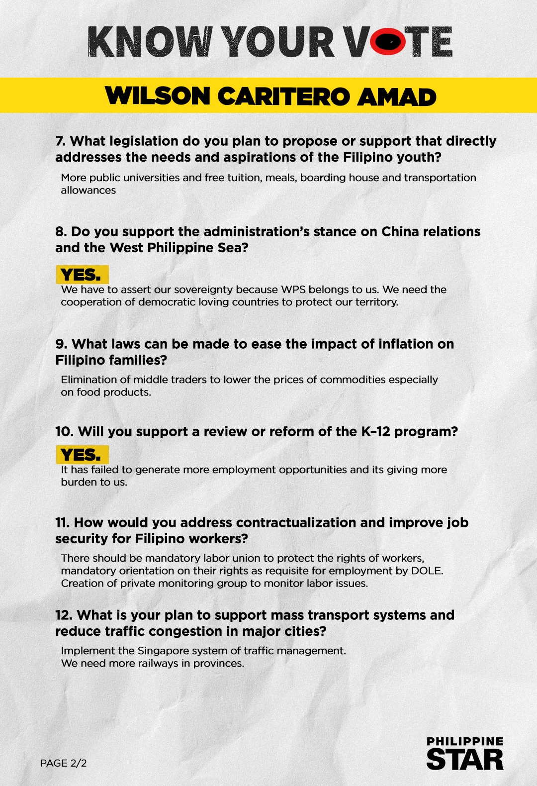 Philippine - KNOW THE CANDIDATES, KNOW YOUR VOTE In The Philippine STAR ...