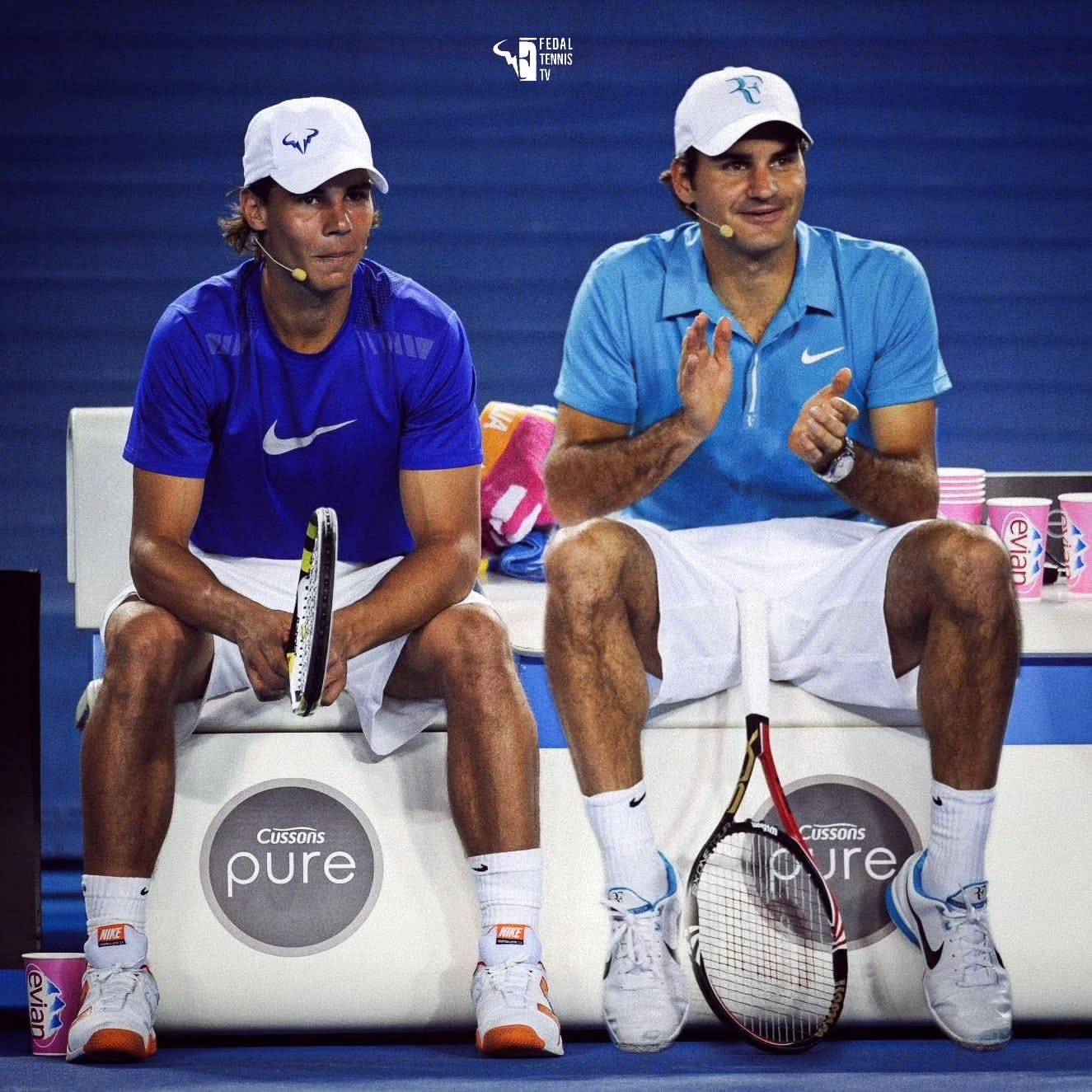 Both wore Nike's red tee as seen above. Nadal was 17 and Federer