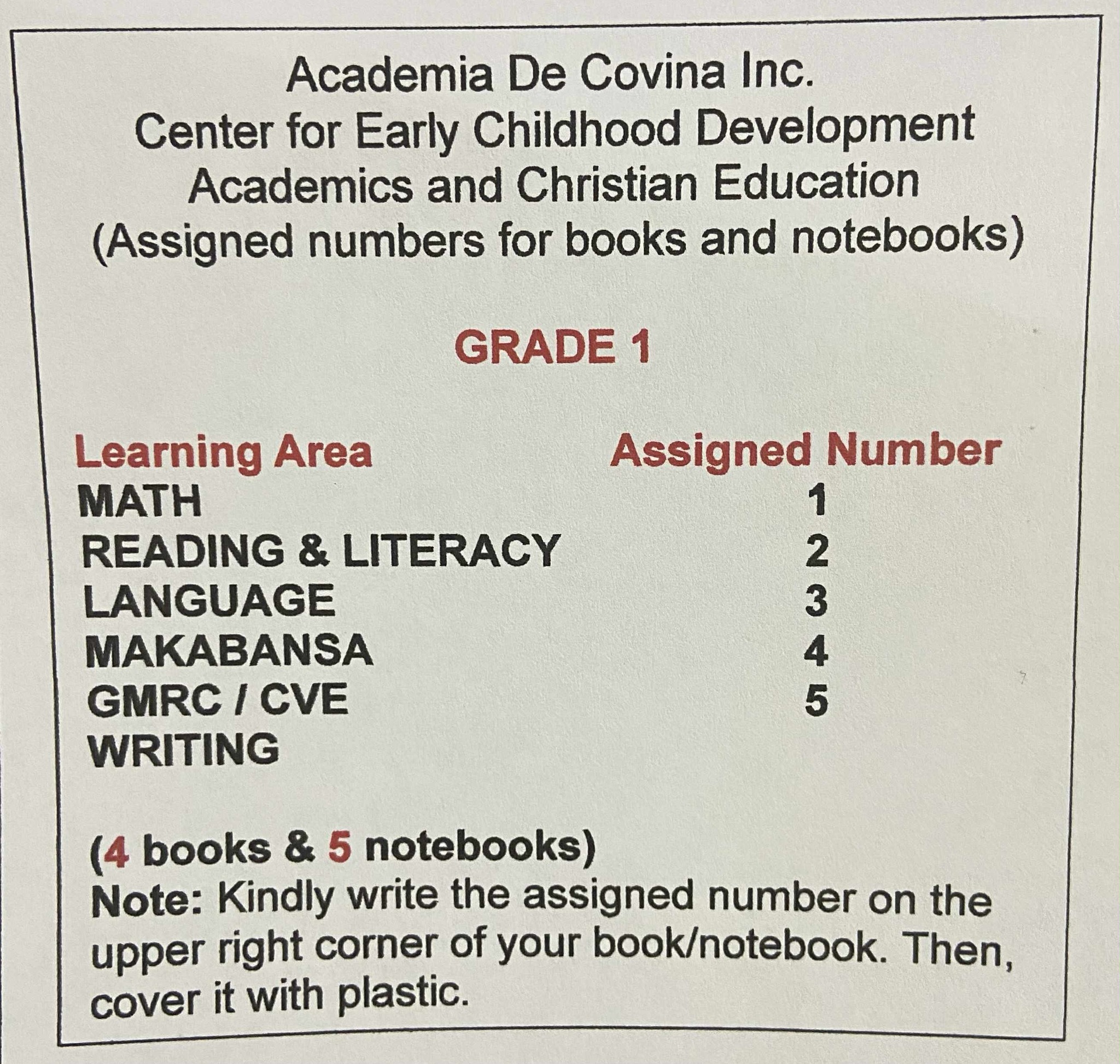 📘📝 Assigned Numbers for Notebooks &... - Academia De Covina | Facebook
