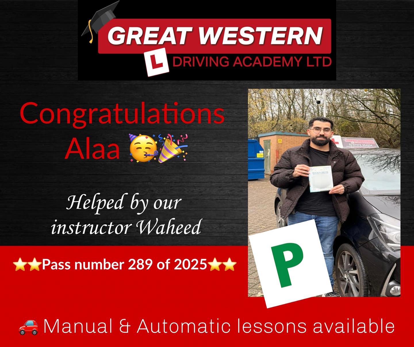 Great - Huge congratulations to Alaa passing their test on their first ...