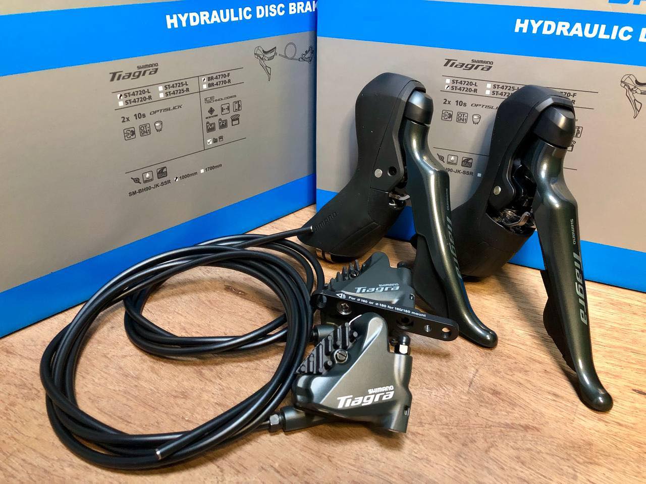 Set Freno A Disco Idraulico Shimano Tiagra ST-4720 + BR-4770 10V (Anteriore E Posteriore)