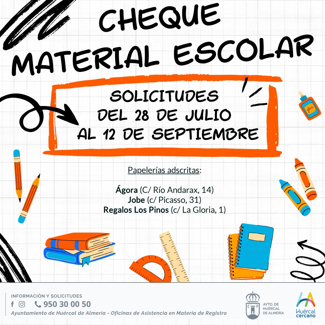 Ayuntamiento - 🖊📚📕 Cheque material escolar 2025-2026 🗓 Hasta el 12 de ...