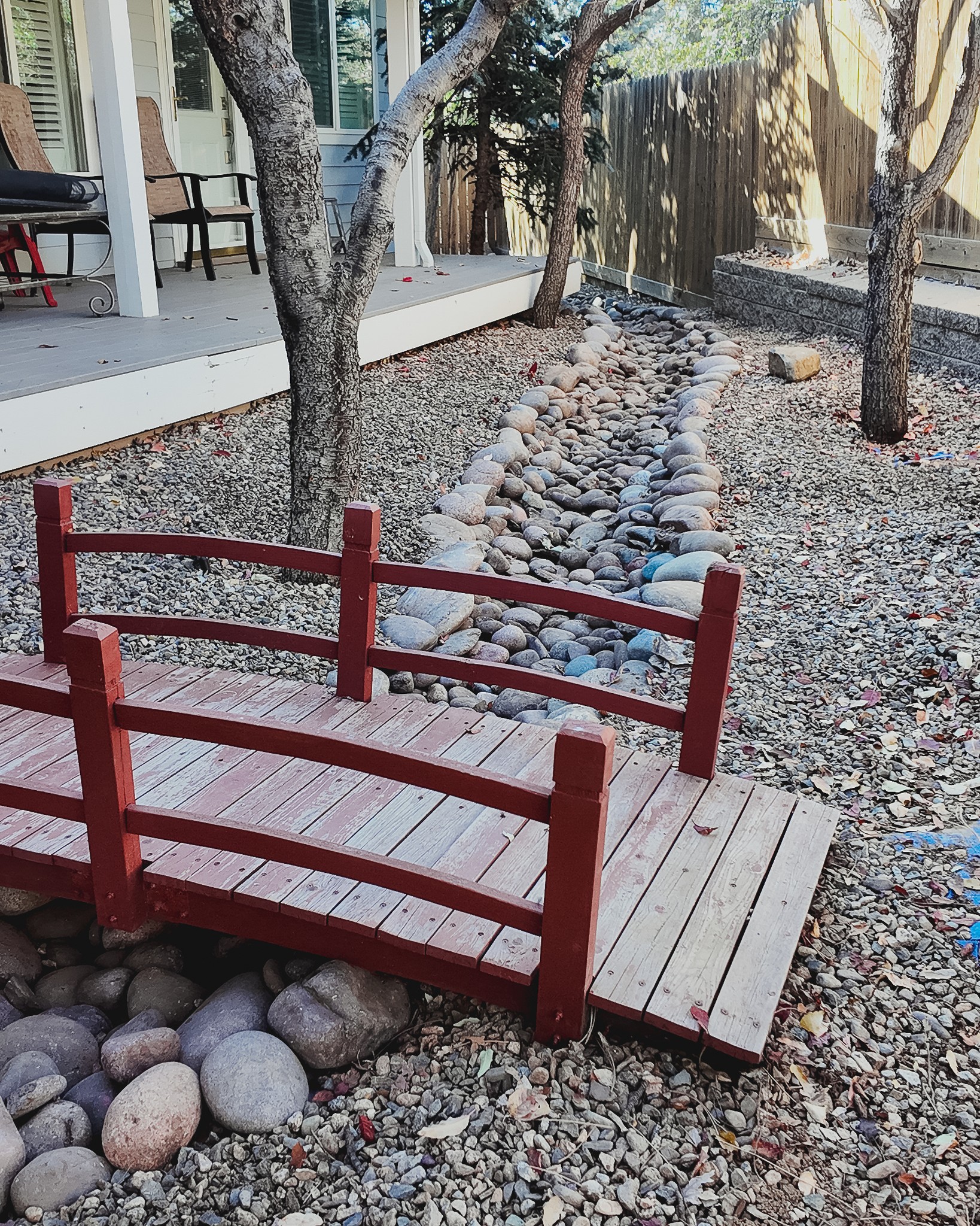 We recently completed a swell using river rock for rip-rap to 