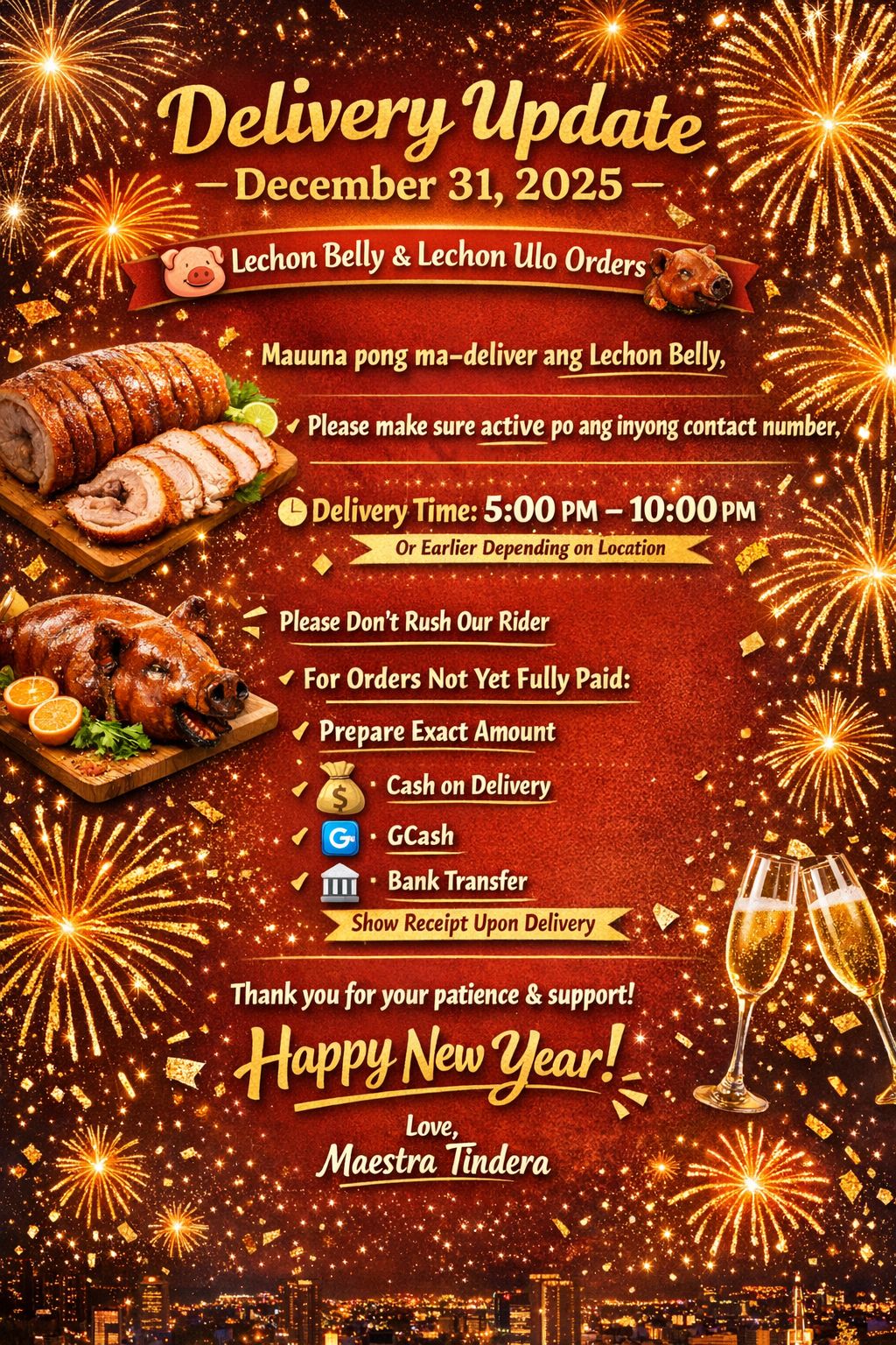 Maestra - 🎉 Delivery Update – December 31, 2025 Lechon Belly & Lechon ...
