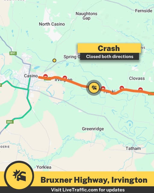 Richmond - ⚠ ** BRUXNER HIGHWAY CLOSED AT IRVINGTON, EAST OF CASINO ...