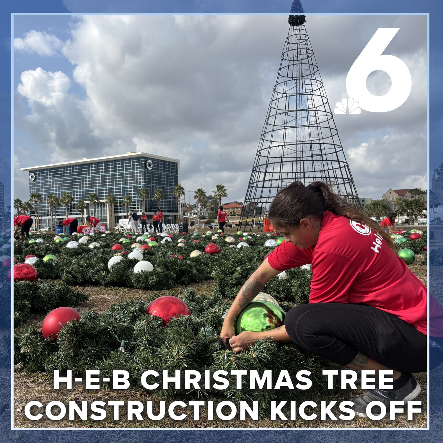 KRIS - Construction begins on the 66-foot H-E-B Christmas Tree at Water ...