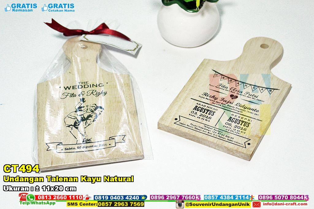 Undangan Talenan Kayu Natural Souvenir Pernikahan
