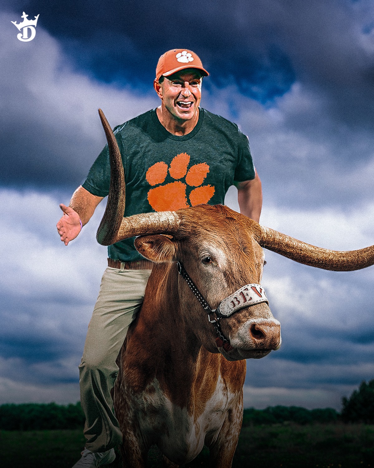 DraftKings - Bevo wasted no time escorting Dabo Swinney... | Facebook