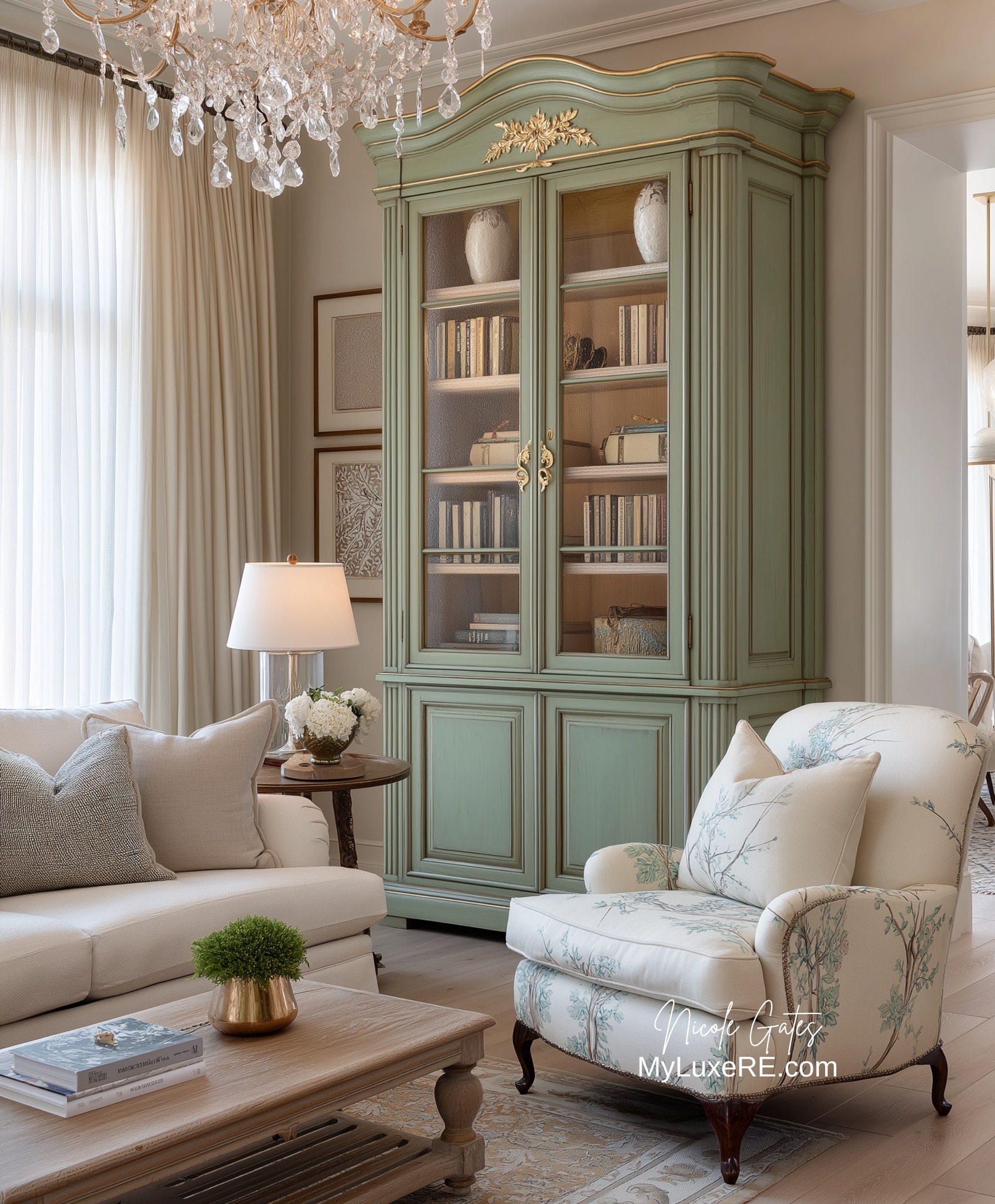 Nicole - Elegant French-inspired living room styling. 🤎💚 Want to ...