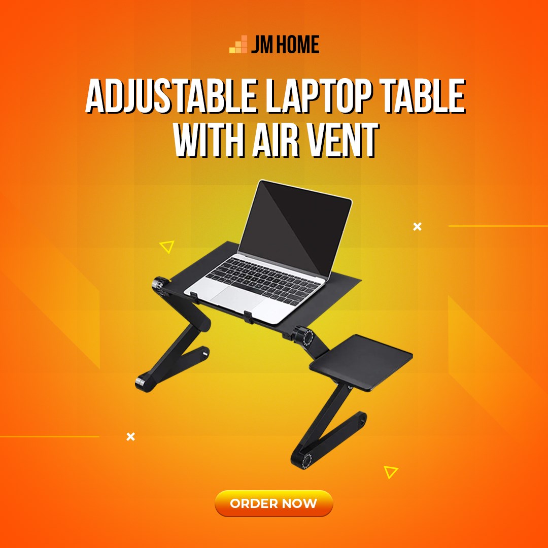 JM Home - 💻 ADJUSTABLE LAPTOP TABLE with AIR VENT...