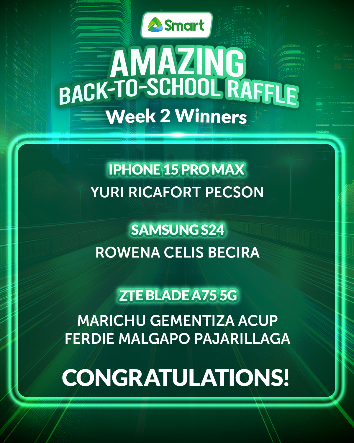 Smart - Congratulations to our Week 2 winners of the # ...