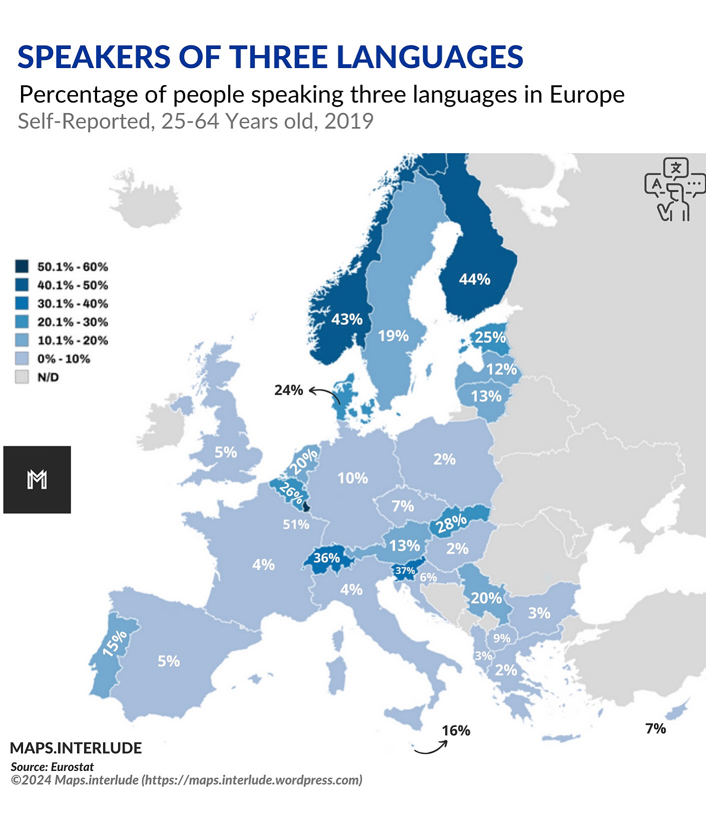 Brilliant Maps - How Many People Can Speak 3+ Languages By... | Facebook