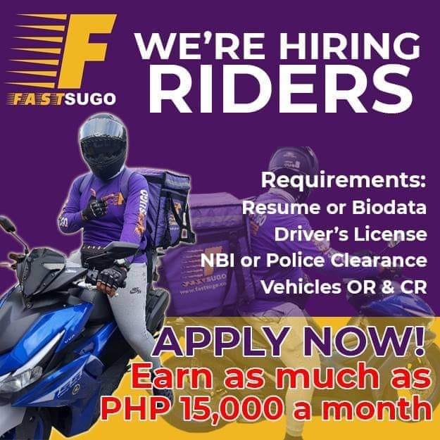Fastsugo PH - ️ Fastsugo Wanted Partner Rider ‼️ 85% delivery fee ...