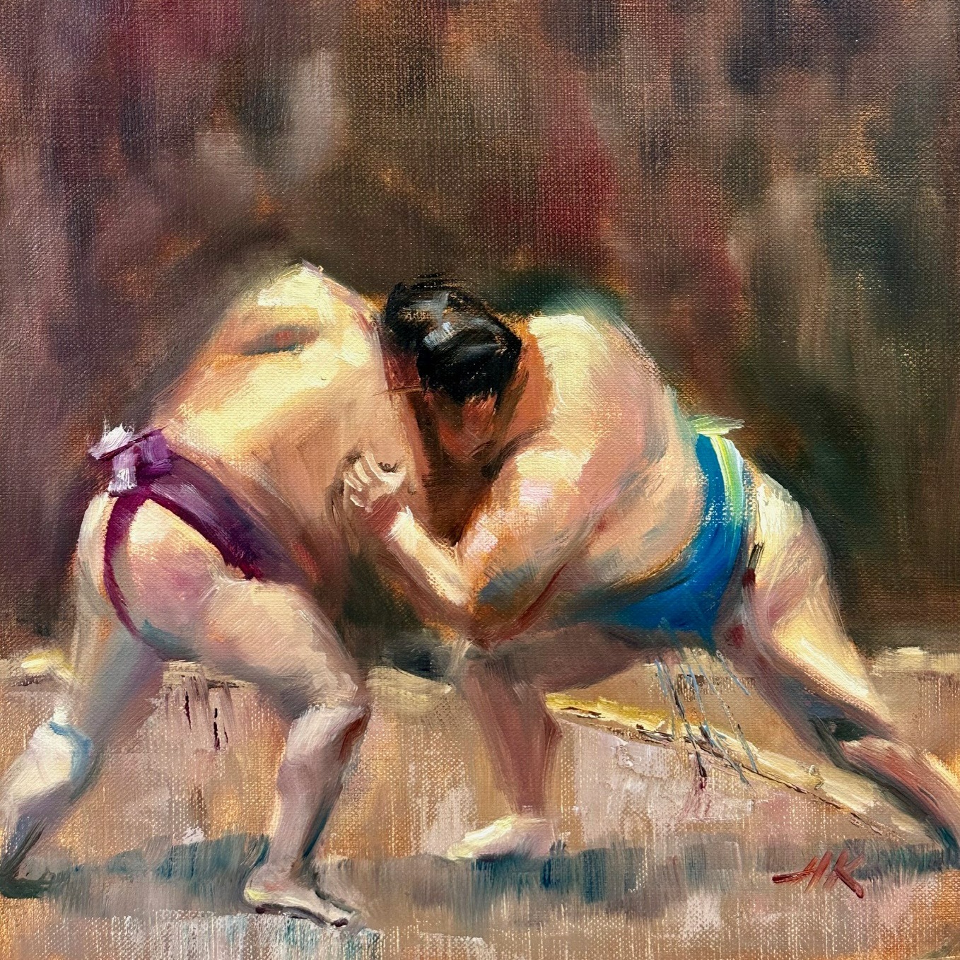 カンタン油彩画で描くお相撲さん1.5時間 How easy to Paint Sumo