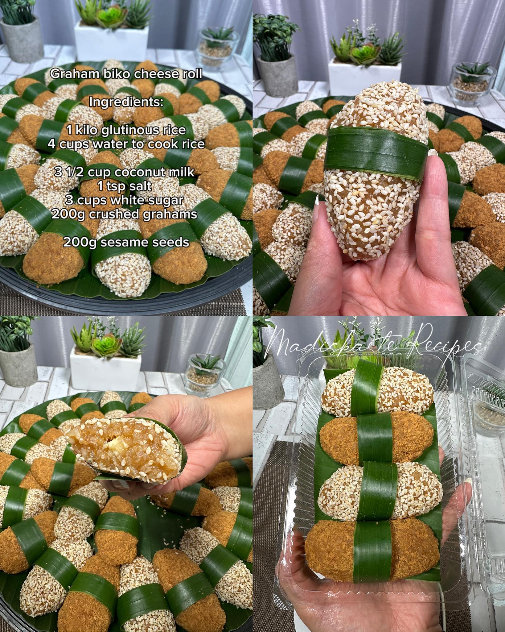 Madiskarte - Graham biko cheese roll Procedure: 1) Lutuin ang malagkit ...