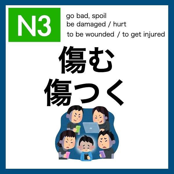 Cobato / コバト - JLPT N3 Vocabulary 傷む・傷つく * #jlpt #N3... | Facebook
