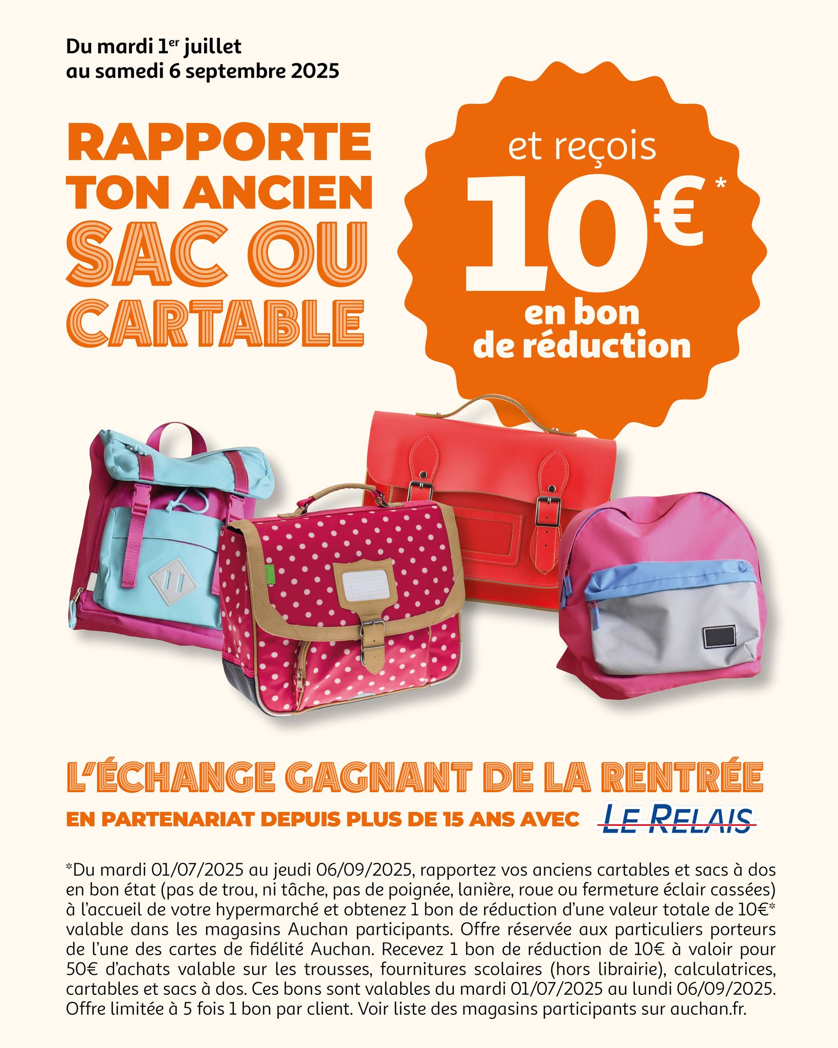 REPRISE CARTABLE♻️💼🎒😍 Auchan en partenariat avec Le Relais