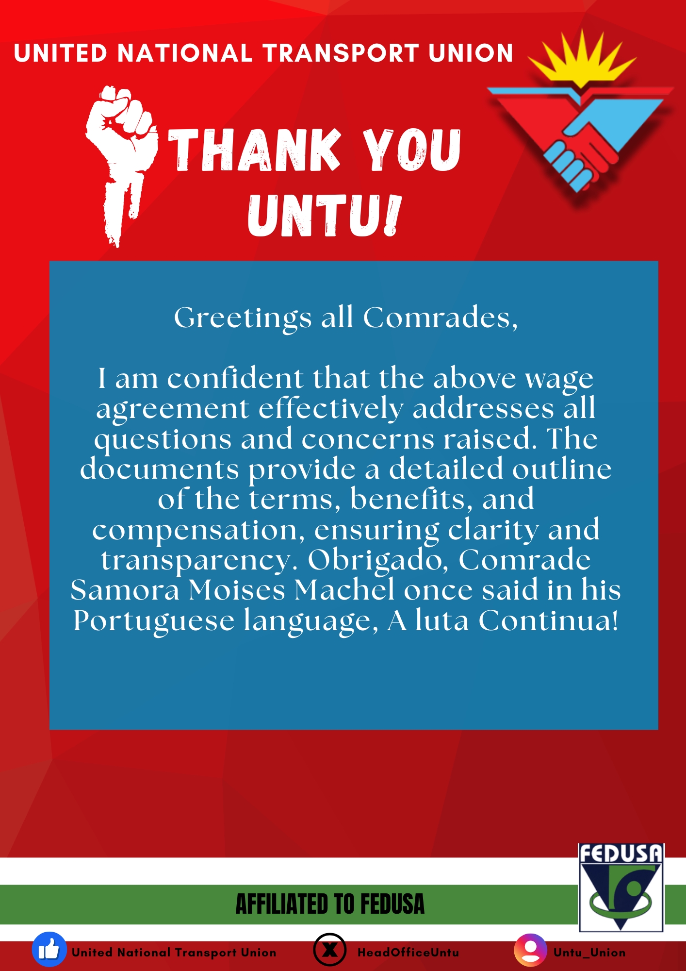 UNTU NOTE OF... - United National Transport Union | Facebook