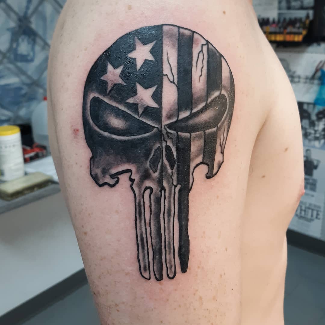 South Indy Ink Skull Tattoo Stars Flag Usa Stripes Facebook