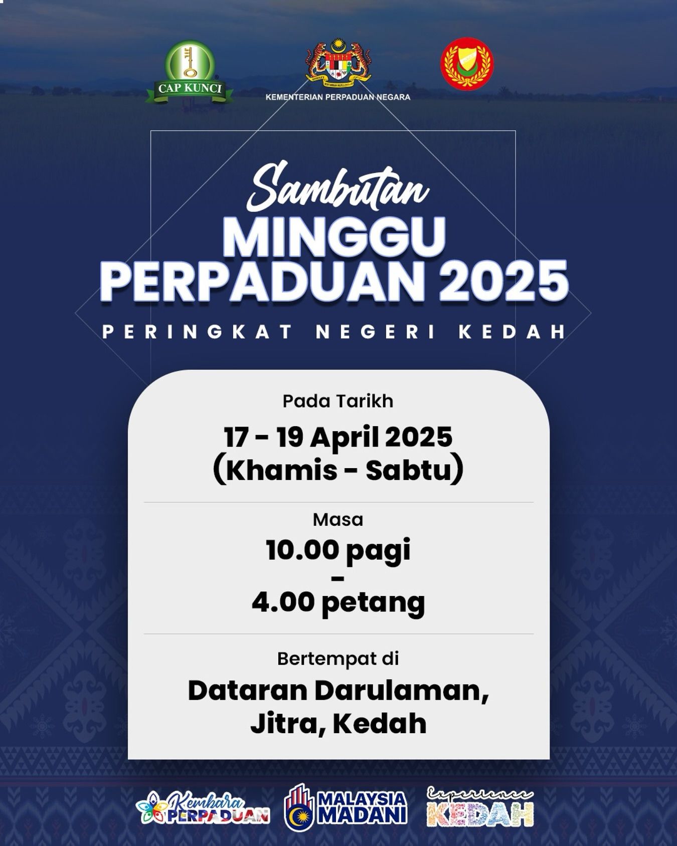 EHH - 🌾 Sambutan Minggu Perpaduan 2025 Peringkat Negeri Kedah esok‼️‼️ ...