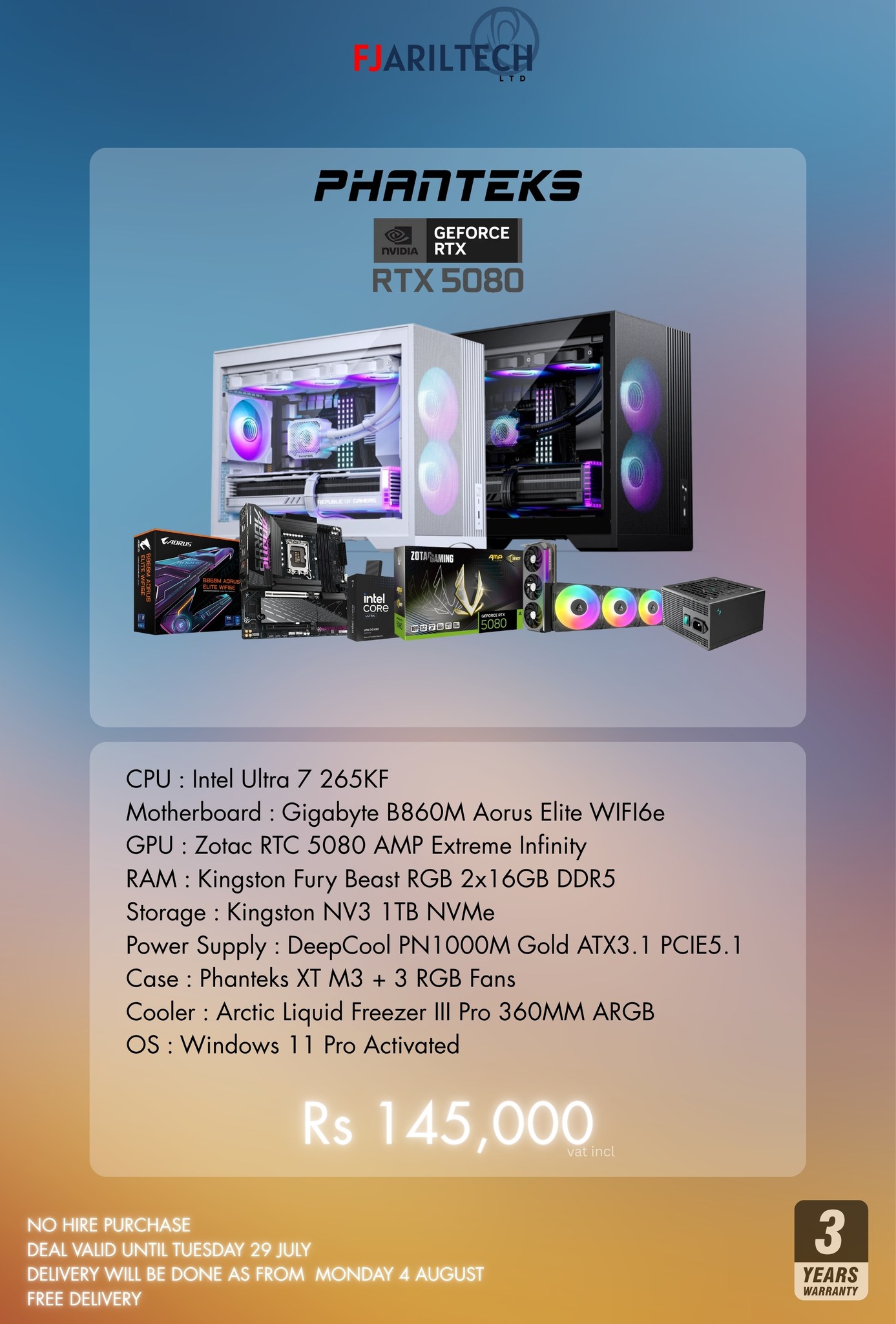 Fjariltech - The RTX 5080 graphics card, paired with the Intel Ultra 7 ...