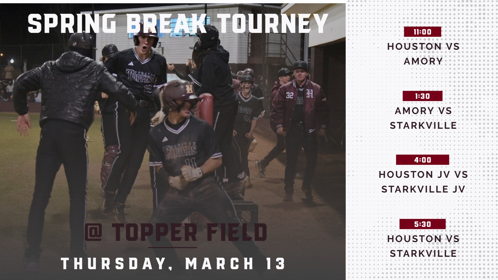 Houston - Spring Break Tournament is back at Topper Field on Thursday ...
