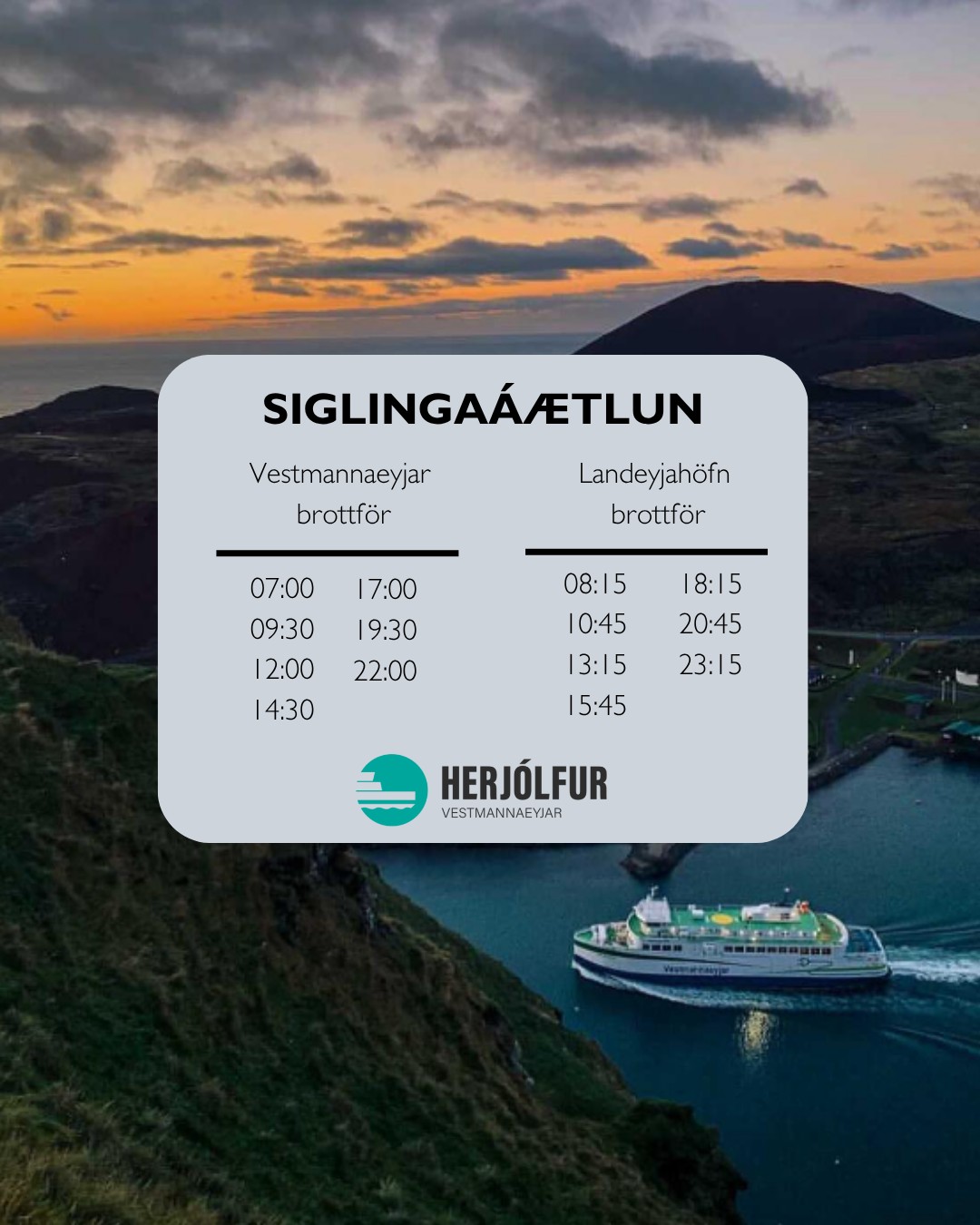 Siglingaáætlun Herjólfs // Sailings... - Herjólfur ohf ferry | Facebook