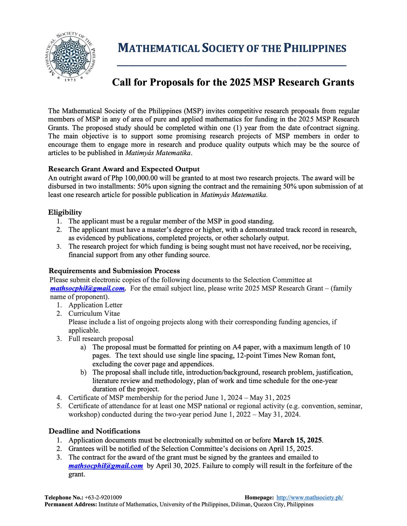 Mathematical Society of the Philippines - CAR, Regions 1 and 2 Chapter
