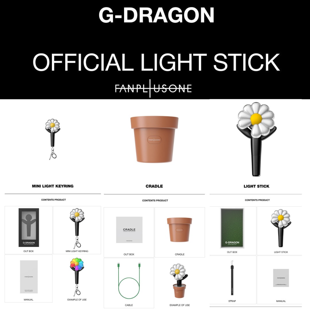 G-DRAGON OFFICIAL LIGHT STICK / CRADLE / MINI KEYRING 🖤✨ We're