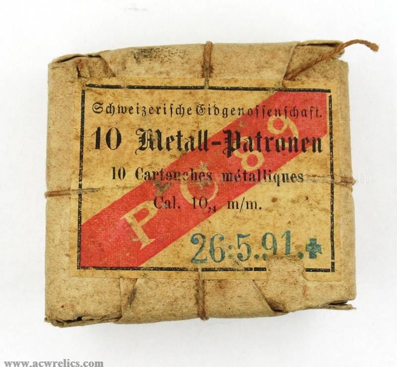 American - Swiss 10.4x38R Rimfire Ammunition Packet Description: A ...