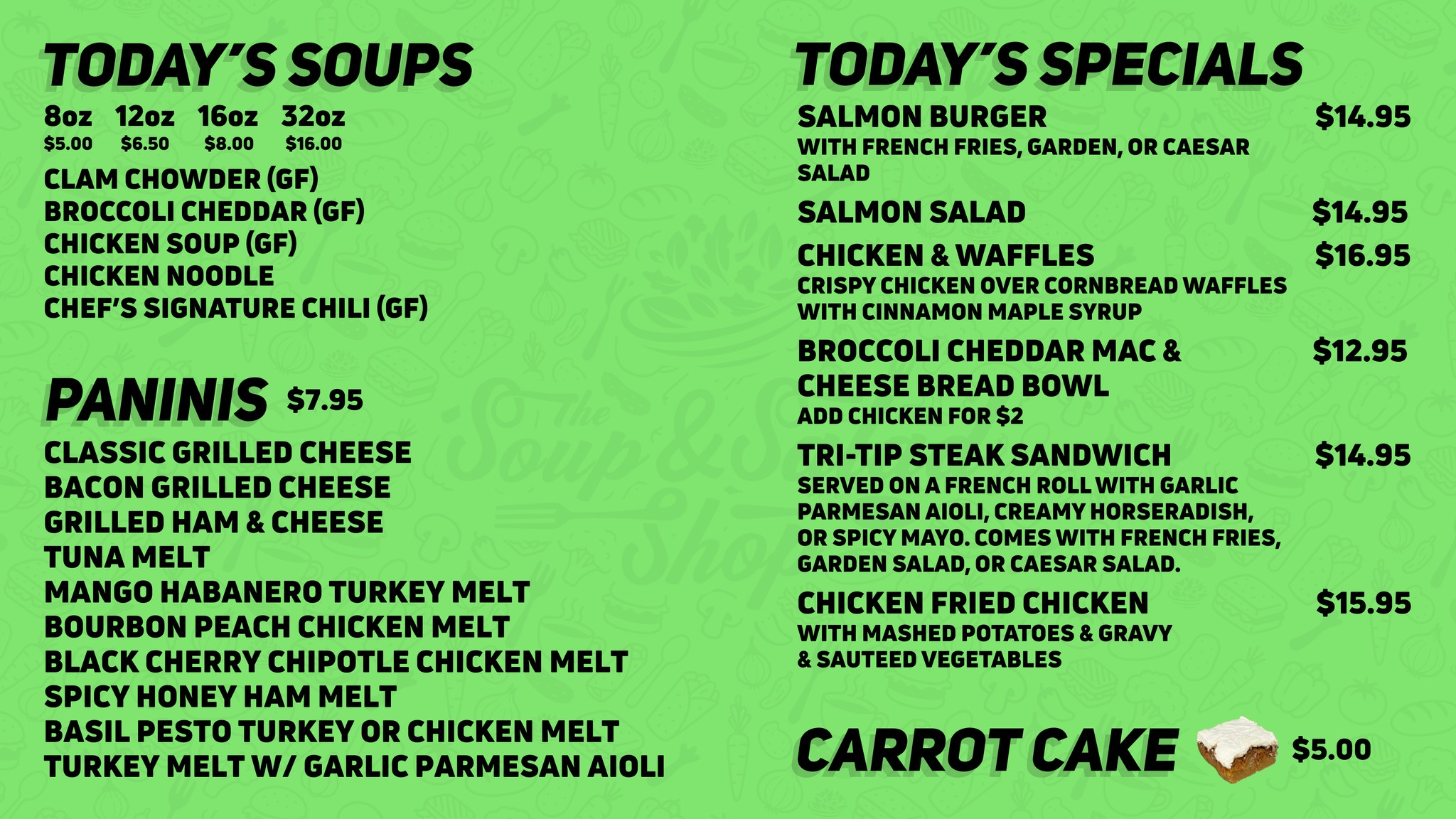 The Soup - Today's Specials: Friday, August 1st Open 8AM - 8PM Monday ...