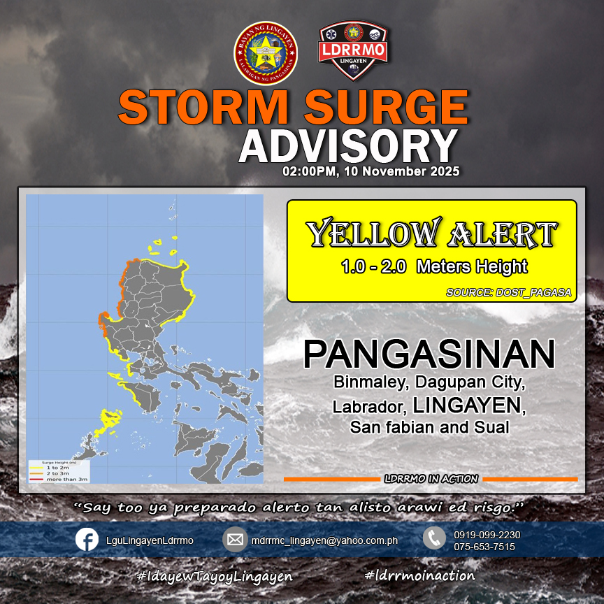 Lingayen - STORM SURGE WARNING Tropical Cyclone #UwanPH Issued at 2 ...