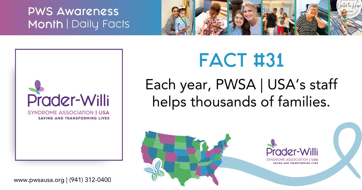 Prader-Willi - PWS Awareness Fact #31: Each year, PWSA | USA’s staff ...