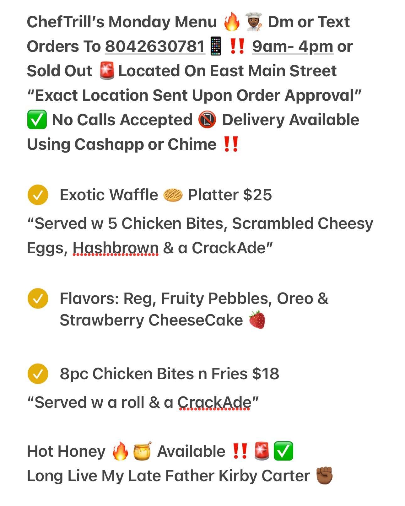 RVA Dine & Drink | Today’s Menu 9am - 4pm or Sold Out ‼️🚨👨🏾‍🍳🔥🔪 Text ...
