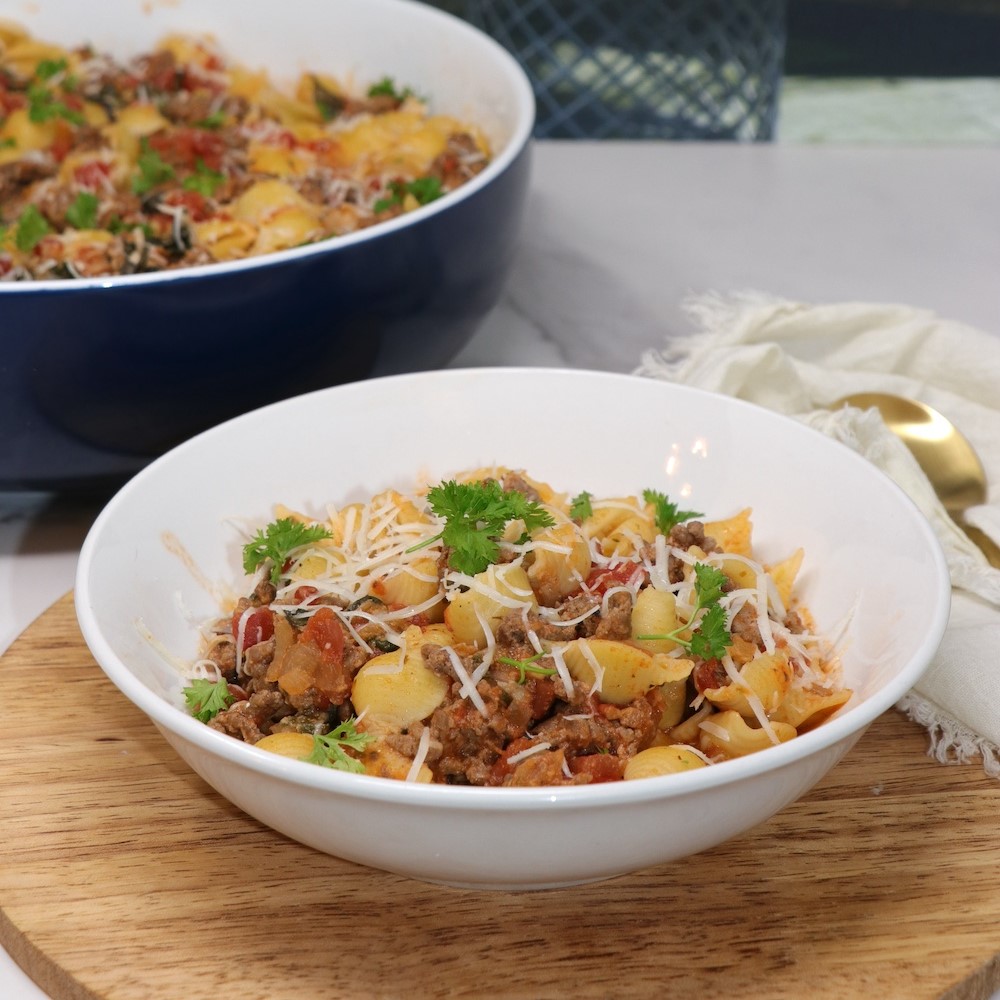 Gather - This Ground Beef Shell Skillet is packed with flavor and ...