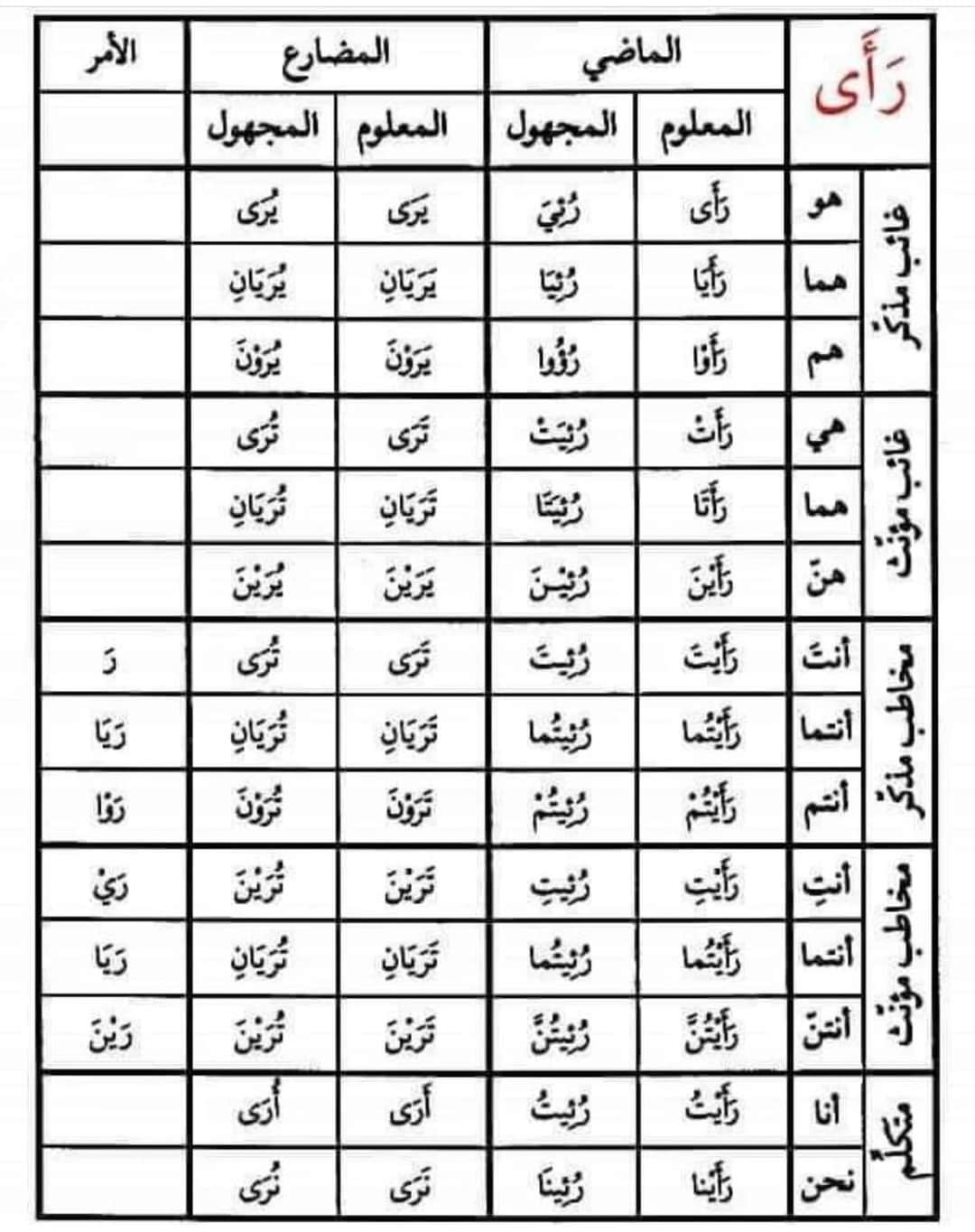 تصريف الفعل رأى - أجمل ما قرأت في اللغة و الأدب 2 | Facebook